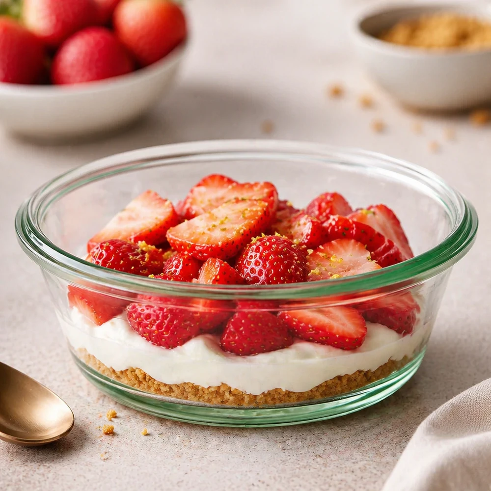 Słoik dla smakoszy WECK RR120 o pojemności 300 ml WECK Gourmet słoik 300ml RR120 jako miseczka na deser z truskawkami i śmietaną wykazuje wszechstronne zastosowanie jako słoik do serwowania