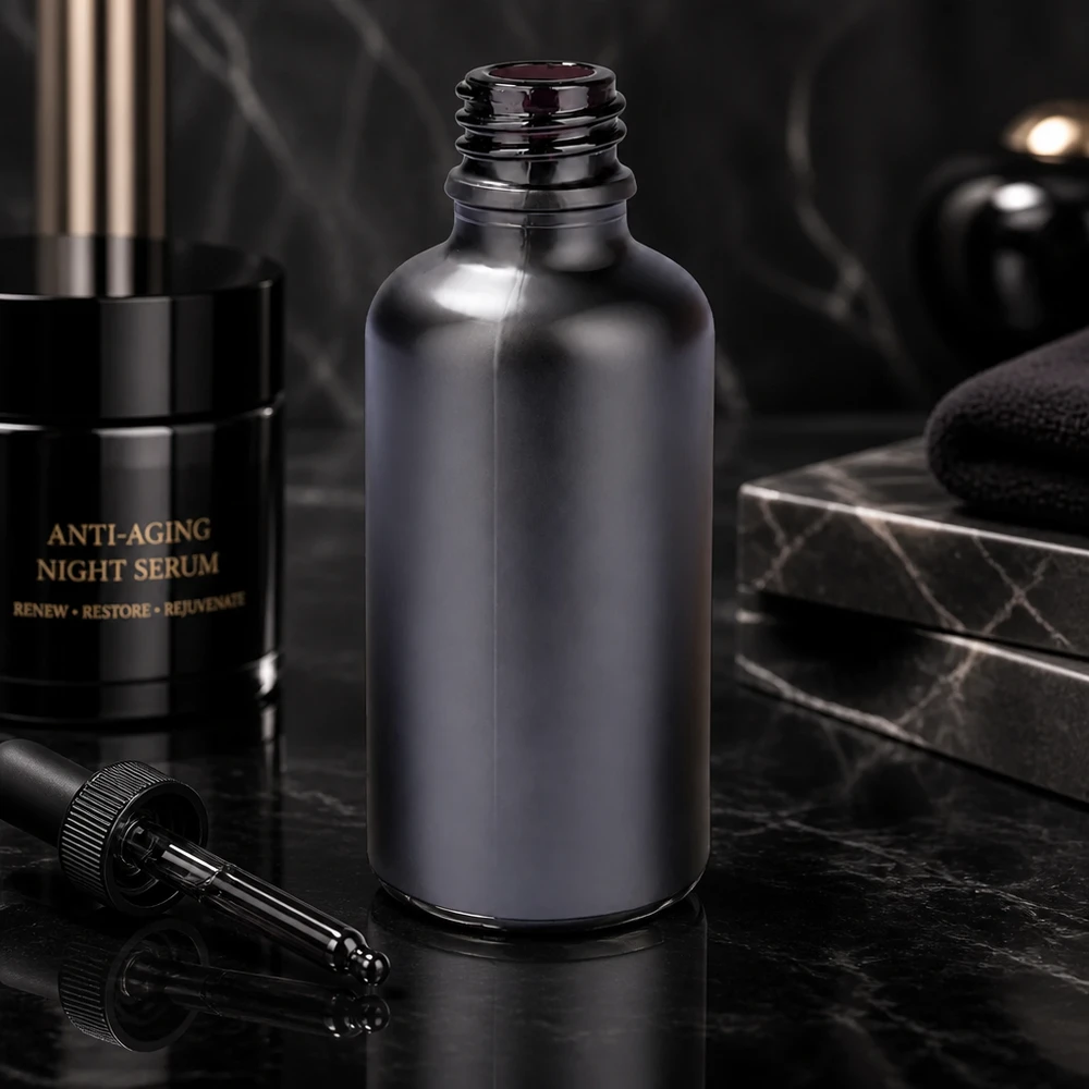 Butelka apteczna 50 ml BlackLine UT18/50 UNiTWIST wykonana z wysokiej jakości szkła do kosmetyków i serum