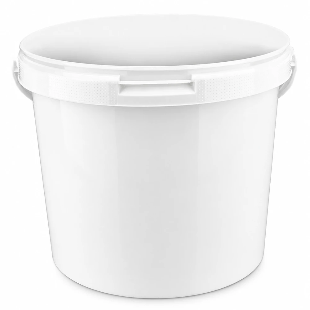 5,6-litrowe białe wiadro bez pokrywy Białe plastikowe wiadro o pojemności 5,6 l, wykonane z PP, bez pokrywki, z solidnym uchwytem