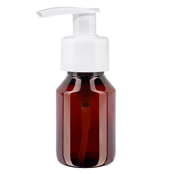 Butelka PET 50ml z pompką dozującą biała Butelka PET 50ml z pompką dozującą biała