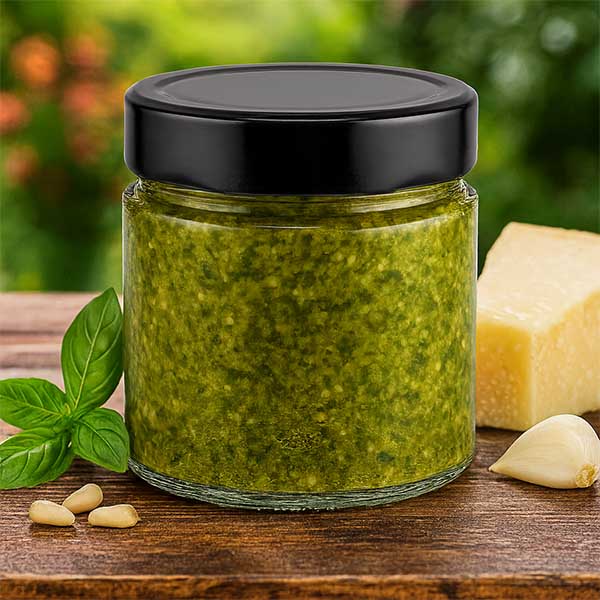 135 ml okrągły pojemnik szklany + pokrywka BasicSeal czarna głęboka UN..