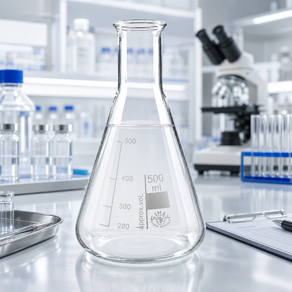 Kolba Erlenmeyera z wąską szyjką o pojemności 500 ml wykonana z żaroodpornego szkła do eksperymentów chemicznych