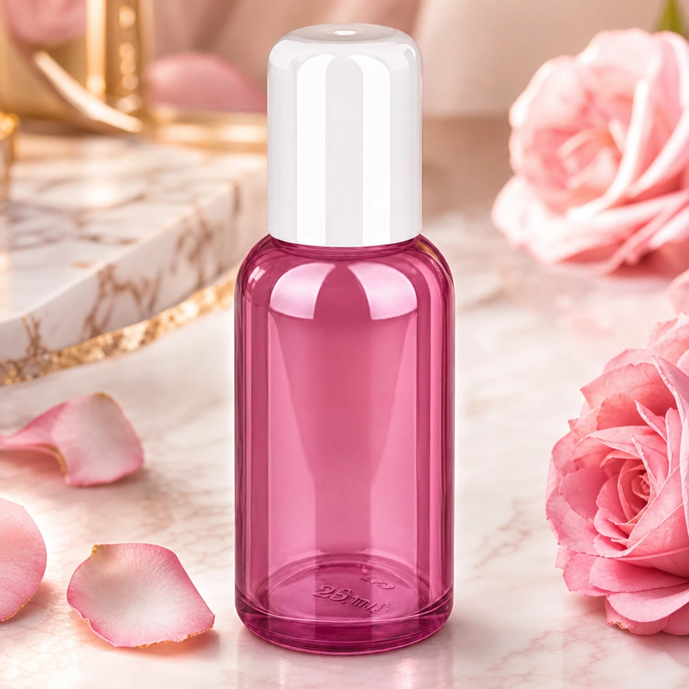 Butelka roll-on 30 ml, biała, standardowa PurpleLine UT18/30 Elegancka butelka typu roll-on o pojemności 30 ml w kolorze fioletowo-fioletowym z białą pokrywką do profesjonalnych produktów kosmetycznych