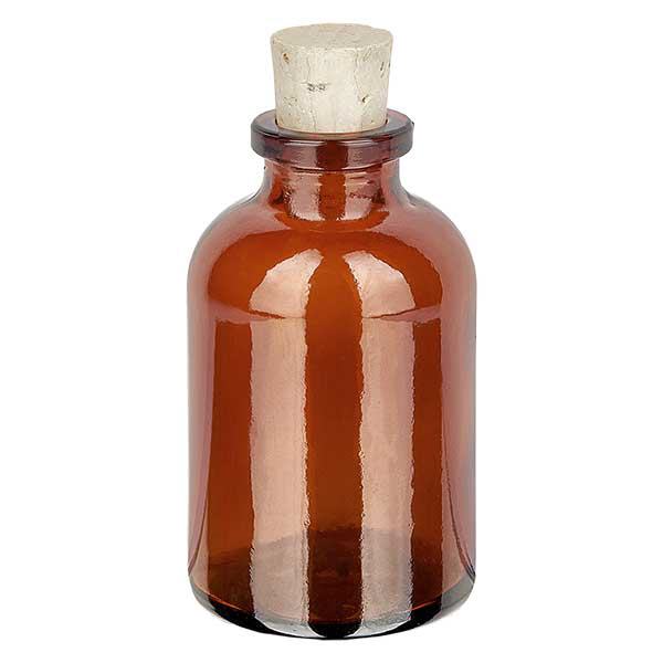 Butelka z bursztynowego szkła 30 ml z korkiem 11/14 mm Butelka z bursztynowego szkła 30 ml z korkiem 11/14 mm