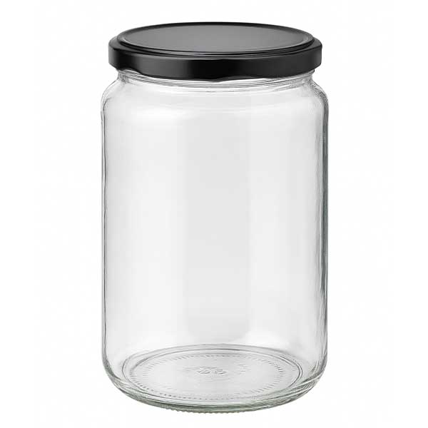 Słoik okrągły 795 ml z pokrywką BasicSeal w kolorze czarnym UN..