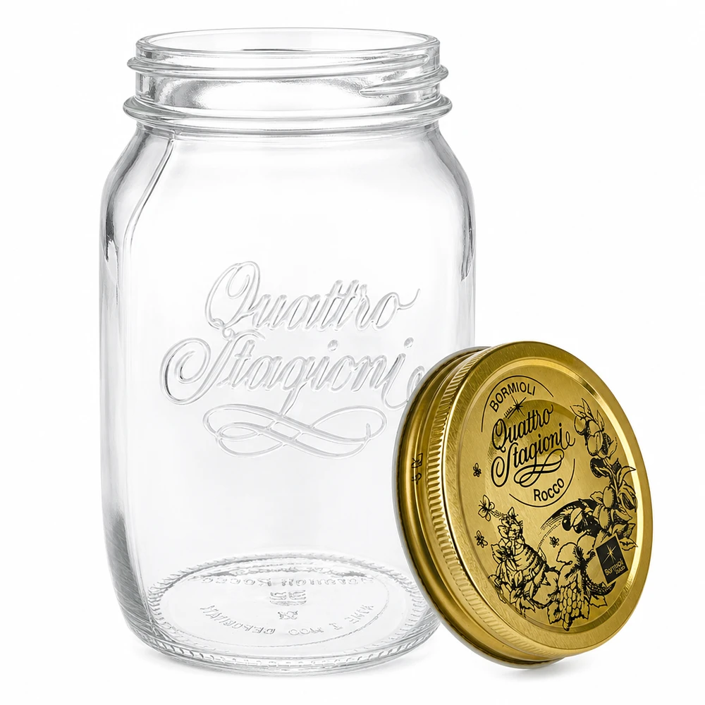 Słoik okrągły 1000 ml „Quattro Stagioni” z pokrywką Słoik na przetwory Quattro Stagioni 1000ml ze zdejmowaną pokrywką widok szczegółowy Włoski słoik na przetwory