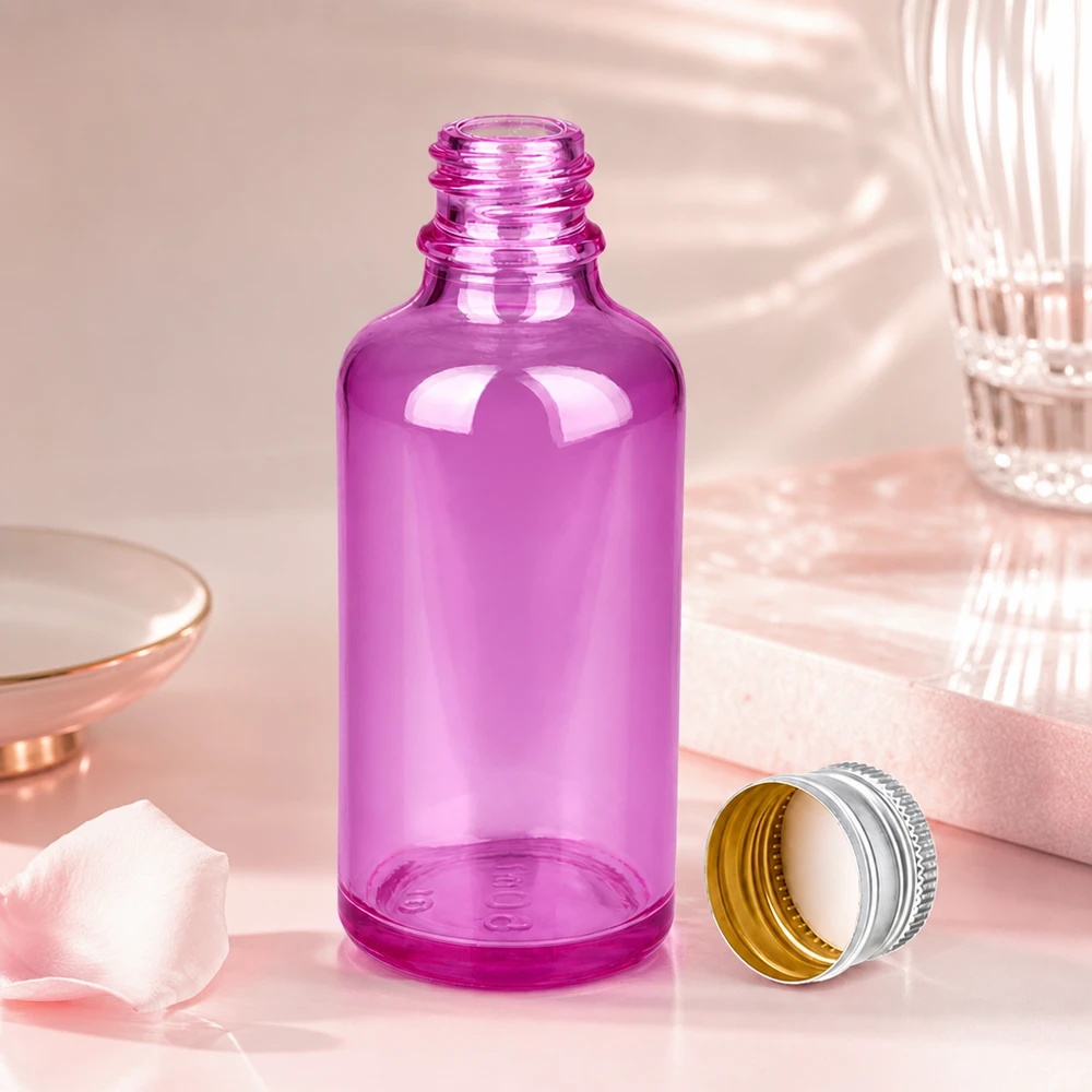 50 ml fioletowy słoik z aluminiową pokrywką - idealny do wrażliwych na światło olejków i esencji