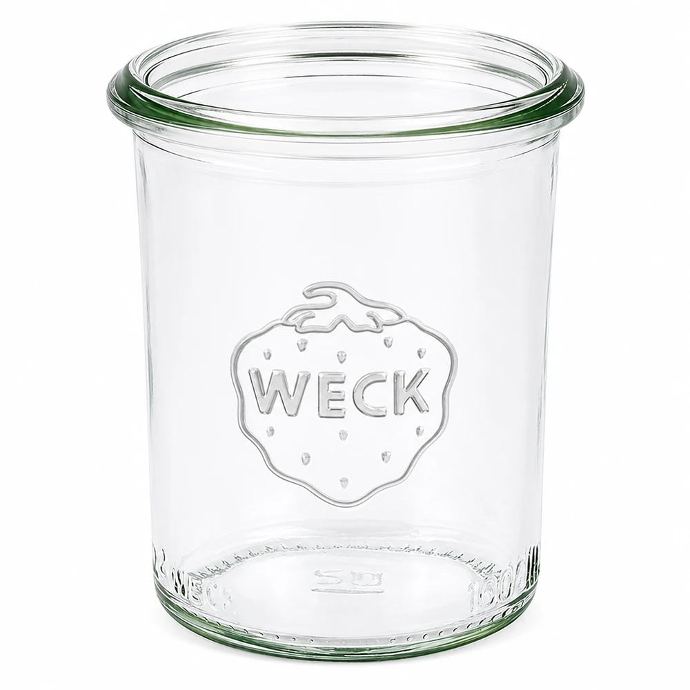 Kubki o pojemności 160 ml WECK RR60 Przezroczysty słoik do przetworów WECK RR60 o pojemności 160 ml z wytłoczonym logo, bez pokrywki