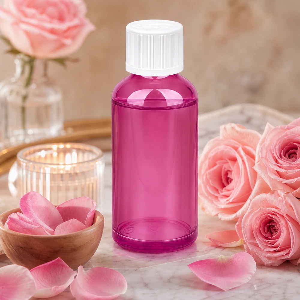 Kompaktowa butelka 50 ml w stylu Purple Line ze standardową nakrętką do aromaterapii