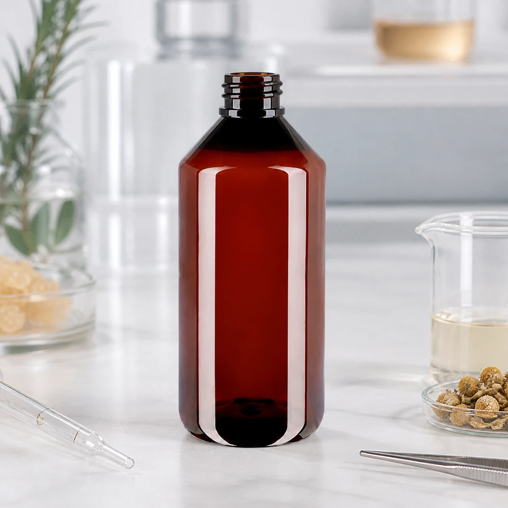 Butelka PET 1000 ml z brązową nakrętką Standard Robuste braune Kunststoffflasche 1 Liter mit UV-Schutz und Standardverschluss