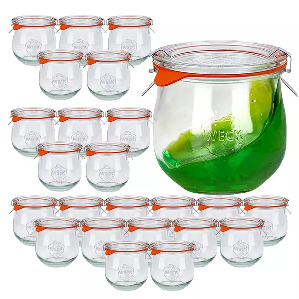 Zestaw 24 słoików Weck Słoik tulipan o pojemności 370 ml z 24 szklanymi pokrywkami Zestaw 24 słoików Weck Słoik tulipan o pojemności 370 ml z 24 szklanymi pokrywkami