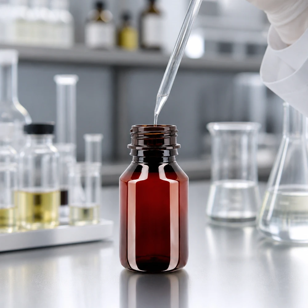 Butelka PET 50 ml z brązową nakrętką Standard 50ml PET Vorratsflasche in Braun mit Standardgewinde für Kosmetik und Laborproben