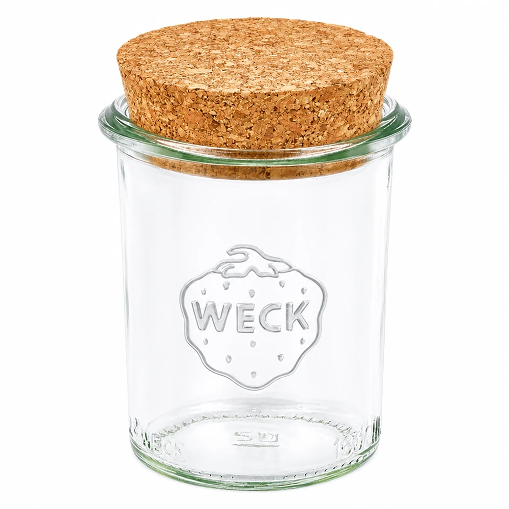 Słoik WECK 160ml RR60 z pokrywką z naturalnego korka Przezroczysty szklany słoik do przechowywania