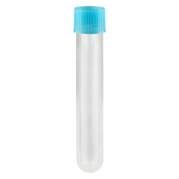 Probówki krystalicznie przezroczyste 13ml, 16x100mm z zakrętką PP niebieską Probówki krystalicznie przezroczyste 13ml, 16x100mm z zakrętką PP niebieską