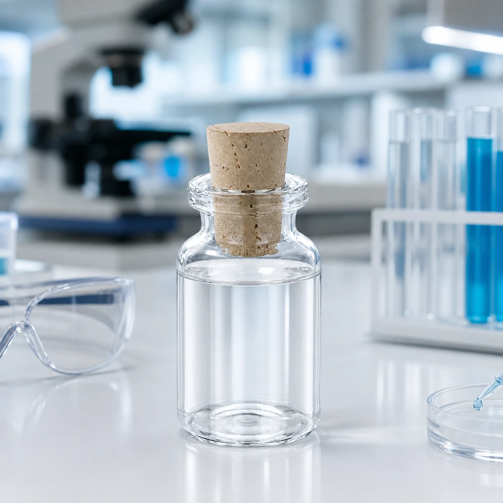 Przezroczysta szklana butelka 10 ml z korkiem 11/14 mm Kompakte Glasflasche 10ml mit fest sitzendem Naturkorken 11/14mm für Probenaufbewahrung