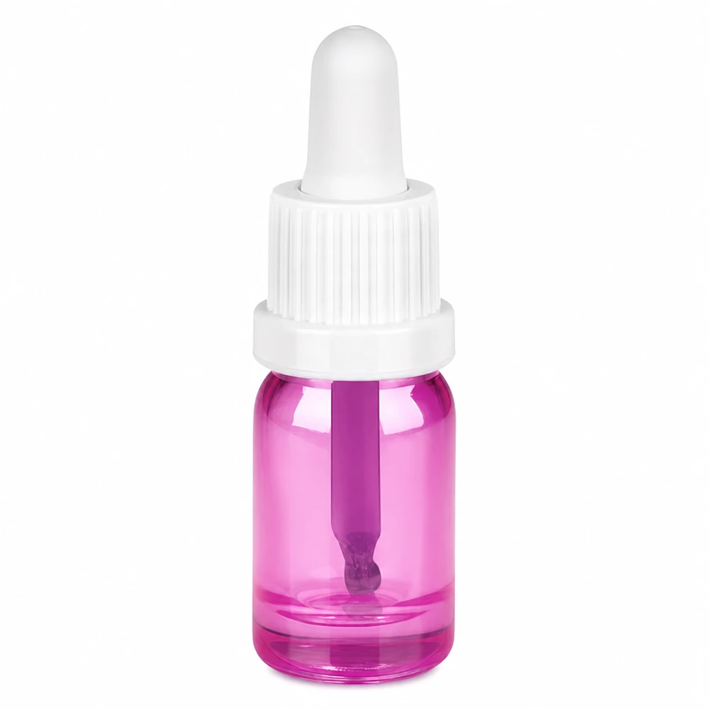 Butelka z pipetą 5 ml biała z fioletowym szkłem i pipetą z kroplomierzem do precyzyjnego dozowania