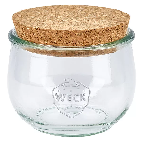 Słoik tulipan 580ml WECK RR100 z korkiem naturalny 580ml WECK słoik tulipan RR100 z pokrywką z naturalnego korka słoik na przetwory słoik do przechowywania przezroczysty