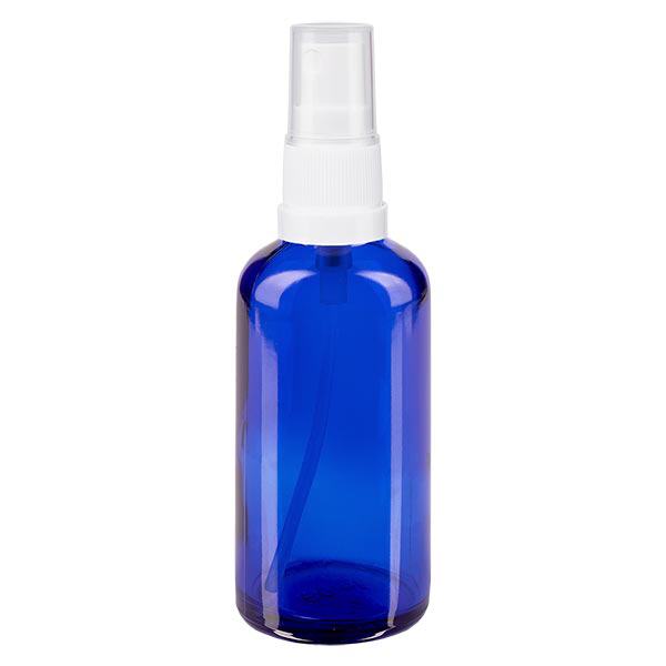 Butelka apteczna niebieska 50ml spray top biała Butelka apteczna niebieska 50ml spray top biała
