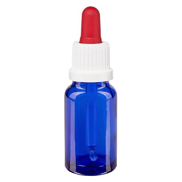 Butelka apteczna niebieska 10ml pipeta biała/czerwona OV Butelka apteczna niebieska 10ml pipeta biała/czerwona OV