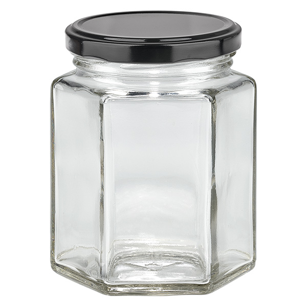 S&#322;oik sze&#347;ciok&#261;tny 196 ml z pokrywk&#261; BasicSeal czarna UN..