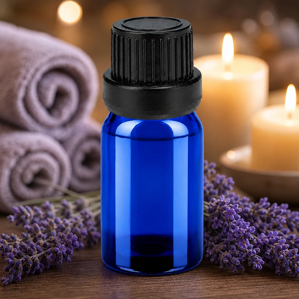 Butelka z zakraplaczem 5 ml 2 mm czarna OV BlueLine UT18/5 Niebieska szklana butelka 5 ml z precyzyjnym zakraplaczem 2 mm do kontrolowanego dozowania płynów