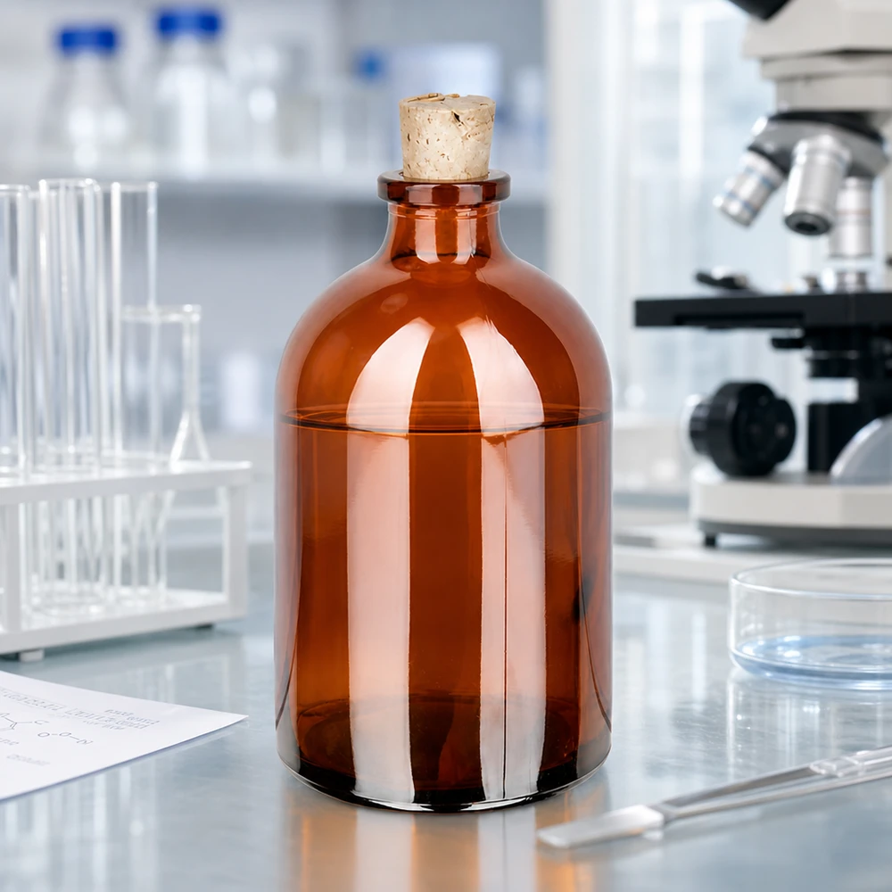 Butelka z bursztynowego szkła 100 ml z korkiem 11/14 mm Braunglas-Aufbewahrungsflasche 100ml Korken 11/14mm säurebeständig für Labor und Apotheke
