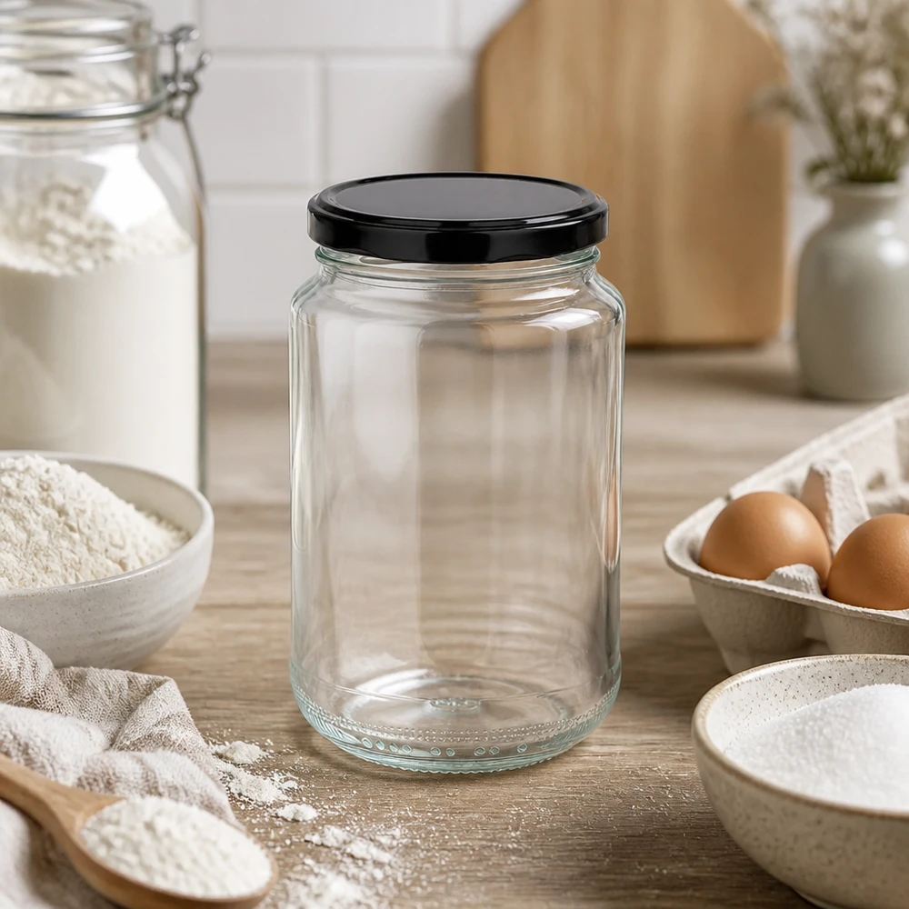 375 ml okrągły słoik z pokrywką BasicSeal czarną UN..