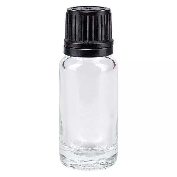 Butelka apteczna przezroczysta 10ml zakrętka czarny nalewak r. OV Butelka apteczna przezroczysta 10ml zakrętka czarny nalewak r. OV