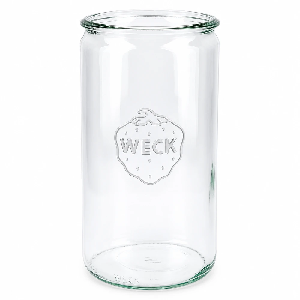 Słoik cylindryczny WECK RR100 o pojemności 1590 ml WECK słoik do przetworów 1590ml RR100 przezroczysty z wytłoczonym logo do konserwowania i puszkowania