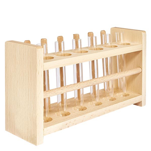 Zestaw drewniany z 6 probówkami. Wapno sodowe 100x12 Zestaw drewniany z 6 probówkami. Wapno sodowe 100x12