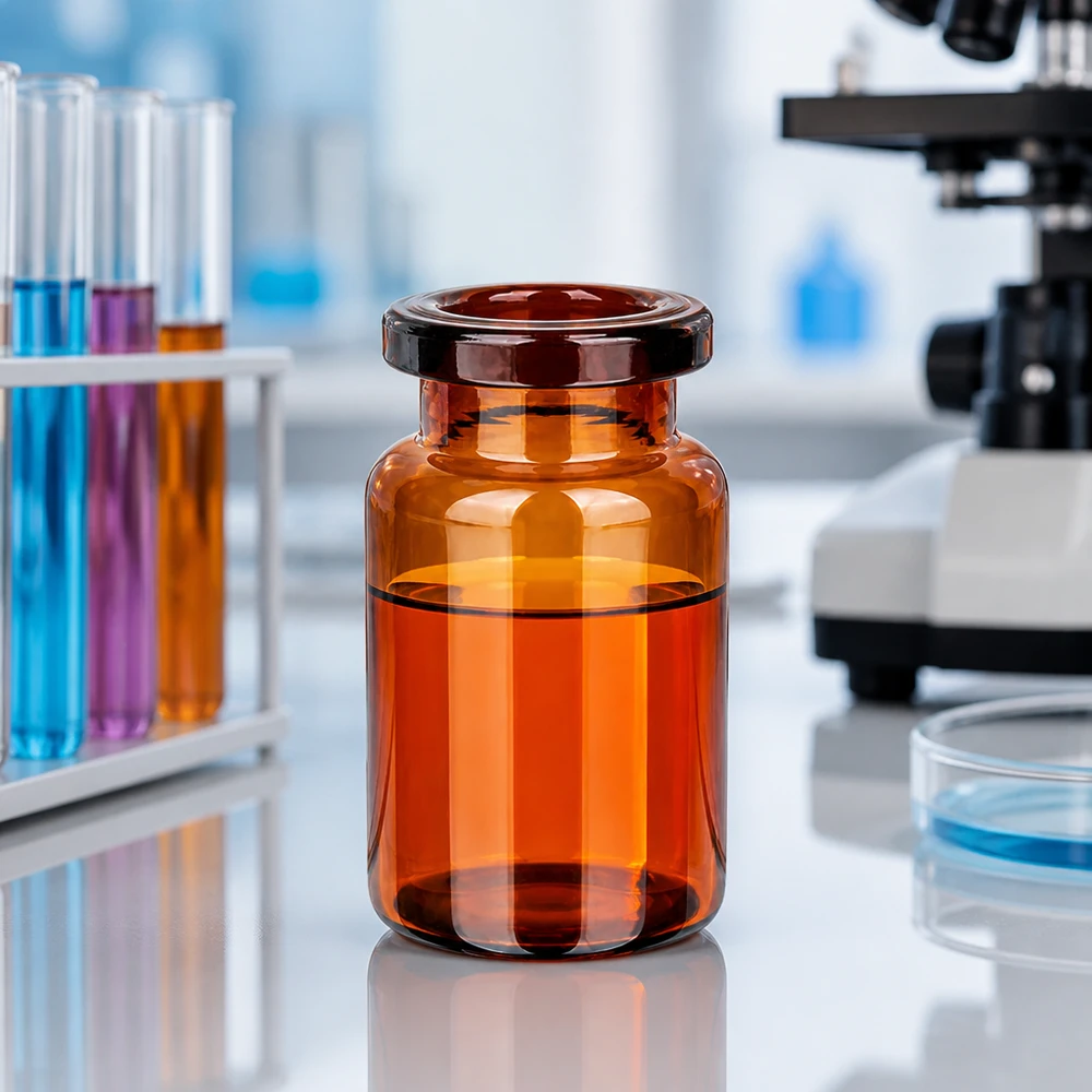 Butelka iniekcyjna z bursztynowego szkła 5 ml Lichtundurchlässige Glasflasche 5ml für lichtempfindliche Injektionspräparate im GMP-Labor