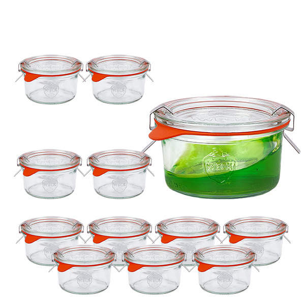 Zestaw 12 słoików Weck o pojemności 165 ml z 12 szklanymi pokrywkami, 12 Zestaw 12 słoików Weck o pojemności 165 ml z 12 szklanymi pokrywkami, 12