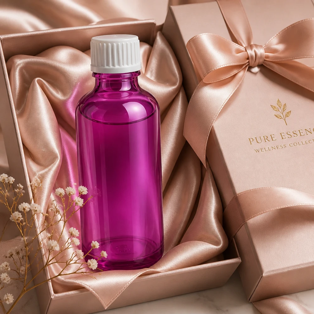 Butelka z zakraplaczem 50ml 0,9mm biała standard PurpleLine. UT18/50 Kompaktowa butelka z zakraplaczem o pojemności 50 ml w eleganckim fioletowym kolorze z precyzyjnym dozownikiem 0,9 mm do produktów wellness