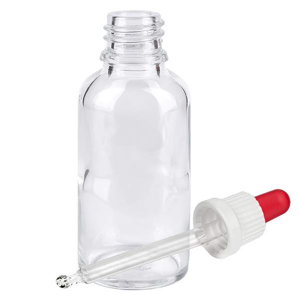 Butelka z pipetą 50 ml biała/czerwona OV ClearL. UT18/50 Butelka z pipetą 50 ml biała/czerwona OV ClearL. UT18/50