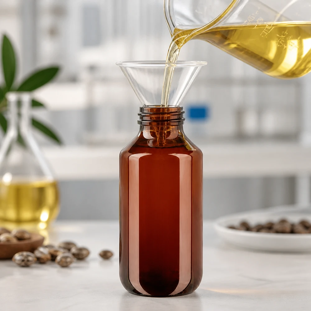 Kompakte 200ml PET Abfüllflasche mit UV-Schutz und weißem Schraubverschluss für Öle