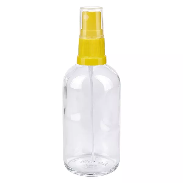100 ml butelka ze spryskiwaczem żółta/przezroczysta STD ClearLine UT18/100 Przezroczysta butelka z atomizerem o pojemności 100 ml z żółtą głowicą atomizującą ClearLine UT18, wykonana z tworzywa sztucznego