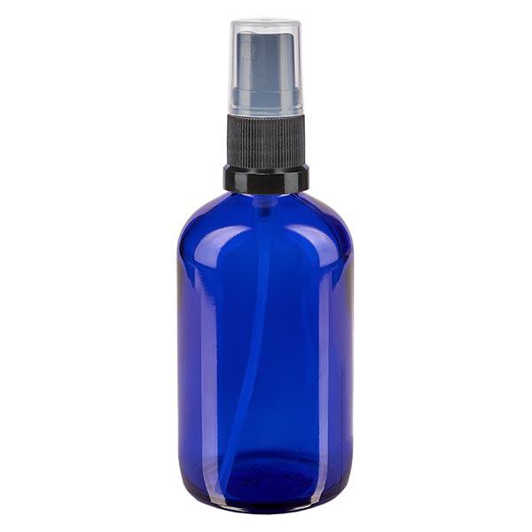 Butelka apteczna niebieska 100ml nasadka rozpylająca czarna Butelka apteczna niebieska 100ml nasadka rozpylająca czarna