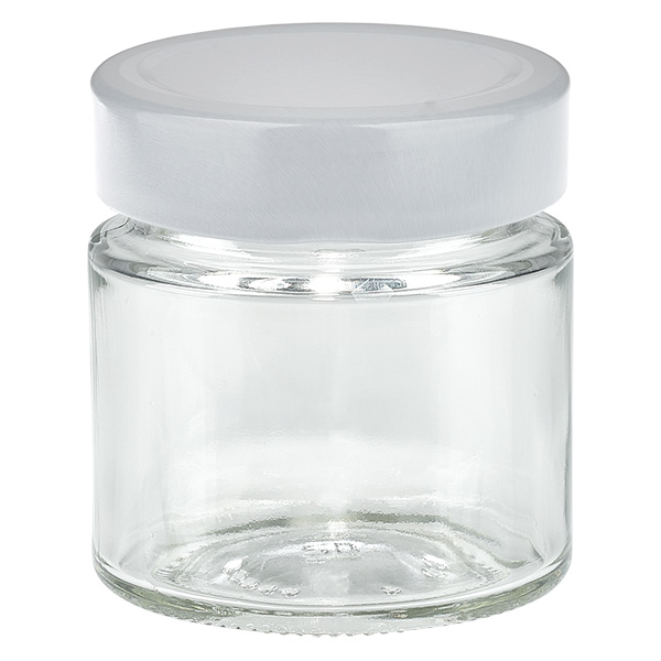 135 ml okr&#261;g&#322;e szk&#322;o + pokrywka BasicSeal bia&#322;a deep UN..