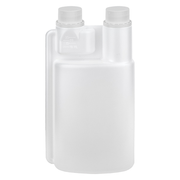 Butelka dozująca 500 ml HDPE przezroczysta (komora dozująca 25 ml) Butelka dozująca 500 ml HDPE przezroczysta (komora dozująca 25 ml)