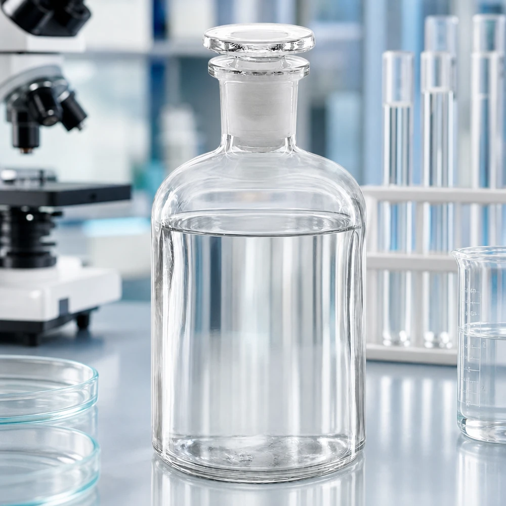 Okrągła butelka na ramię 250 ml, przezroczysta, szklana zatyczka z wąską szyjką Przezroczysta butelka laboratoryjna o pojemności 250 ml, z wąską szyjką i szklanym korkiem z szlifem, przeznaczona do odczynników chemicznych