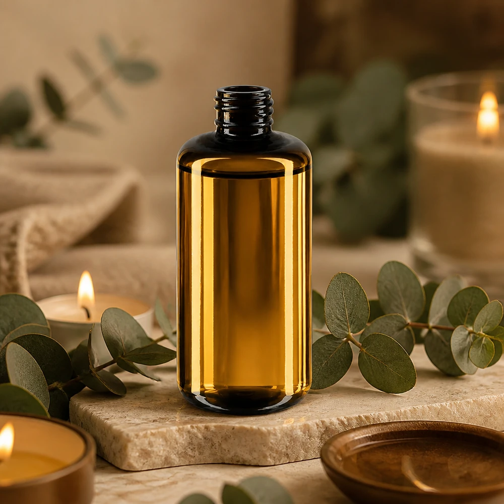 Elegancka szklana butelka Draco o pojemności 200 ml w kolorze fioletowym z eleganckim bursztynowym wzorem dla produktów kosmetycznych premium