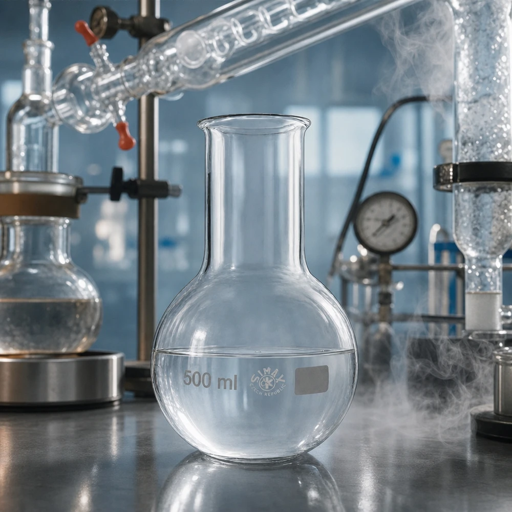 Wysokiej jakości szklana kolba o pojemności 500 ml z wąską szyjką do precyzyjnych prac laboratoryjnych i destylacji