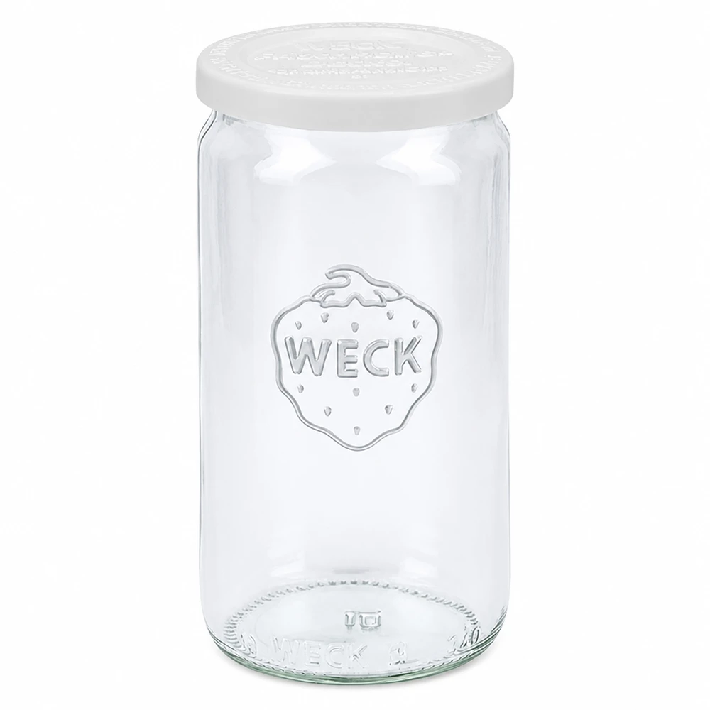 Słoik cylindryczny 340 ml z pokrywką zapewniającą świeżość WECK RR60 WECK słoik 340ml z białą pokrywką do przechowywania przetworów RR60 przezroczysty