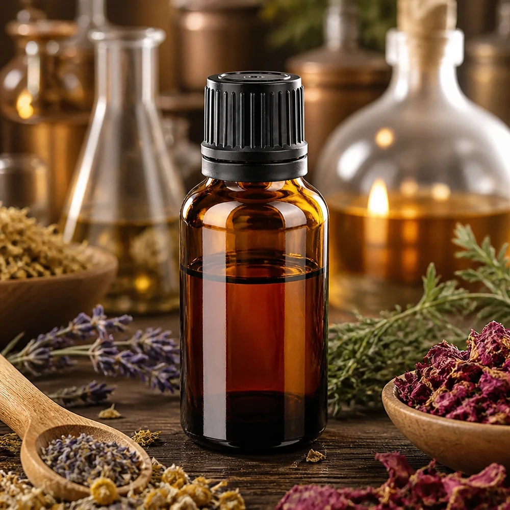 Butelka 20 ml, 11 mm SV, czarna OV BrownLine UT18/20 20 ml butelka z zakraplaczem wykonana z bursztynowego szkła z rowkowaną zakrętką do precyzyjnego dozowania