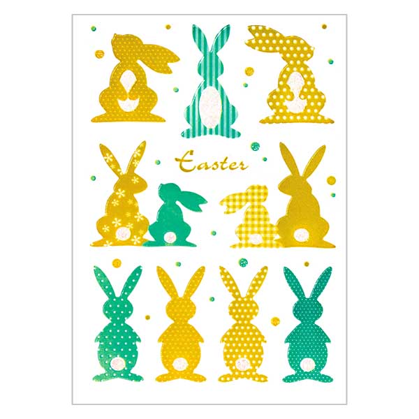 Naklejki "Gold Bunny" (10 naklejek z brokatem) | 1 arkusz = 10 naklejek. Naklejki "Gold Bunny" (10 naklejek z brokatem) | 1 arkusz = 10 naklejek.