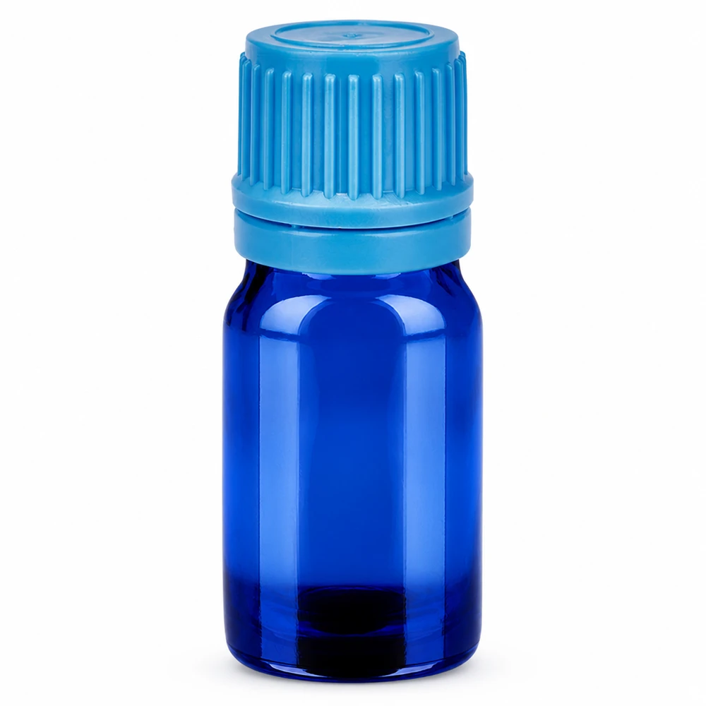 Butelka 5 ml 11 mm SV niebieska OV BlueLine UT18/5 Niebieska szklana butelka 5 ml z zakrętką do olejków eterycznych i kosmetyków