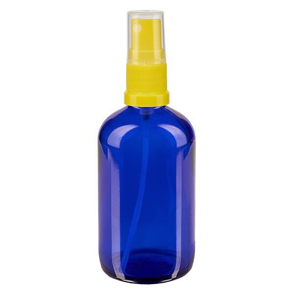 Butelka apteczna niebieska 100ml nasadka rozpylająca żółta Butelka apteczna niebieska 100ml nasadka rozpylająca żółta
