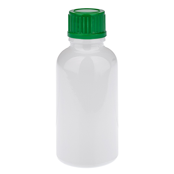 Butelka 30 ml, zakrętka 11 mm, zielona, standardowa WhiteLine UT18/30 Butelka 30 ml, zakrętka 11 mm, zielona, standardowa WhiteLine UT18/30