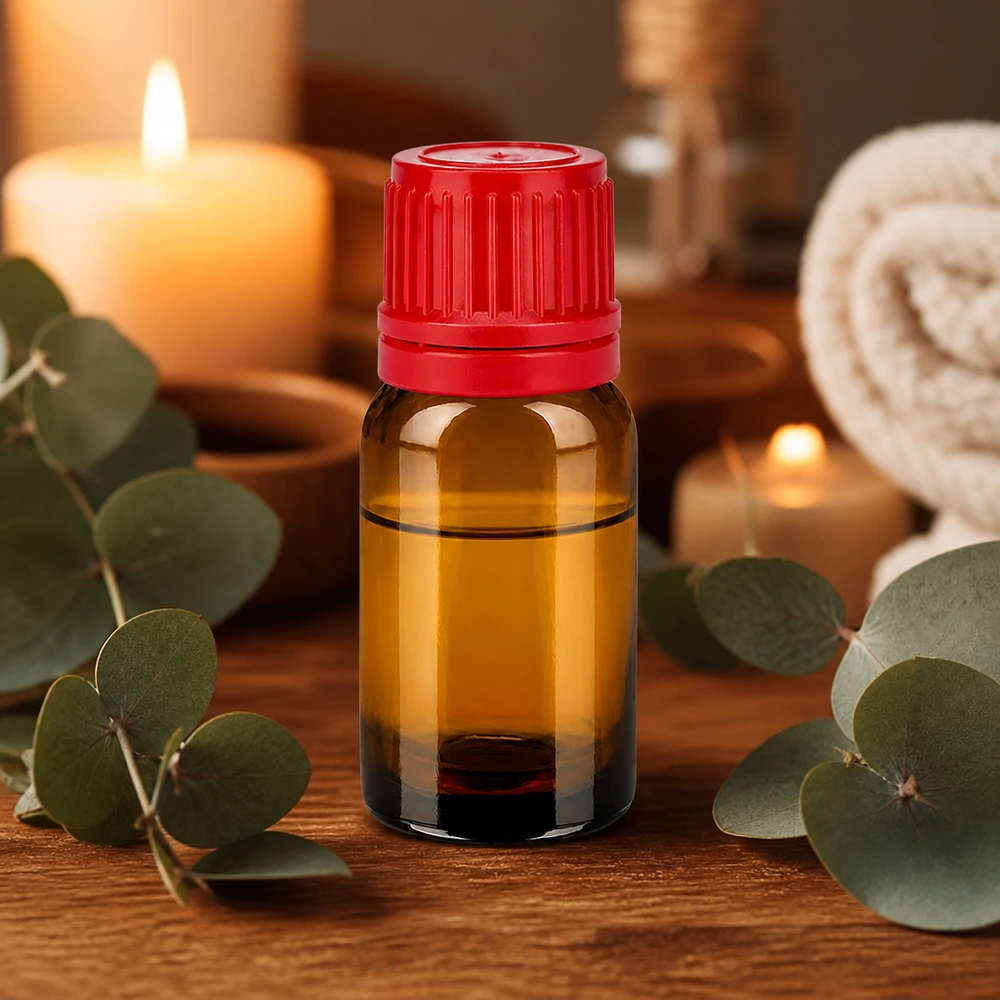 Butelka aptekarska 10 ml z brązowego szkła z czerwoną zakrętką do aromaterapii i kosmetyków