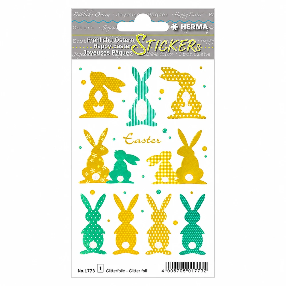 Naklejki "Gold Bunny" (10 naklejek z brokatem) | 1 arkusz = 10 naklejek. Naklejki "Gold Bunny" (10 naklejek z brokatem) | 1 arkusz = 10 naklejek.